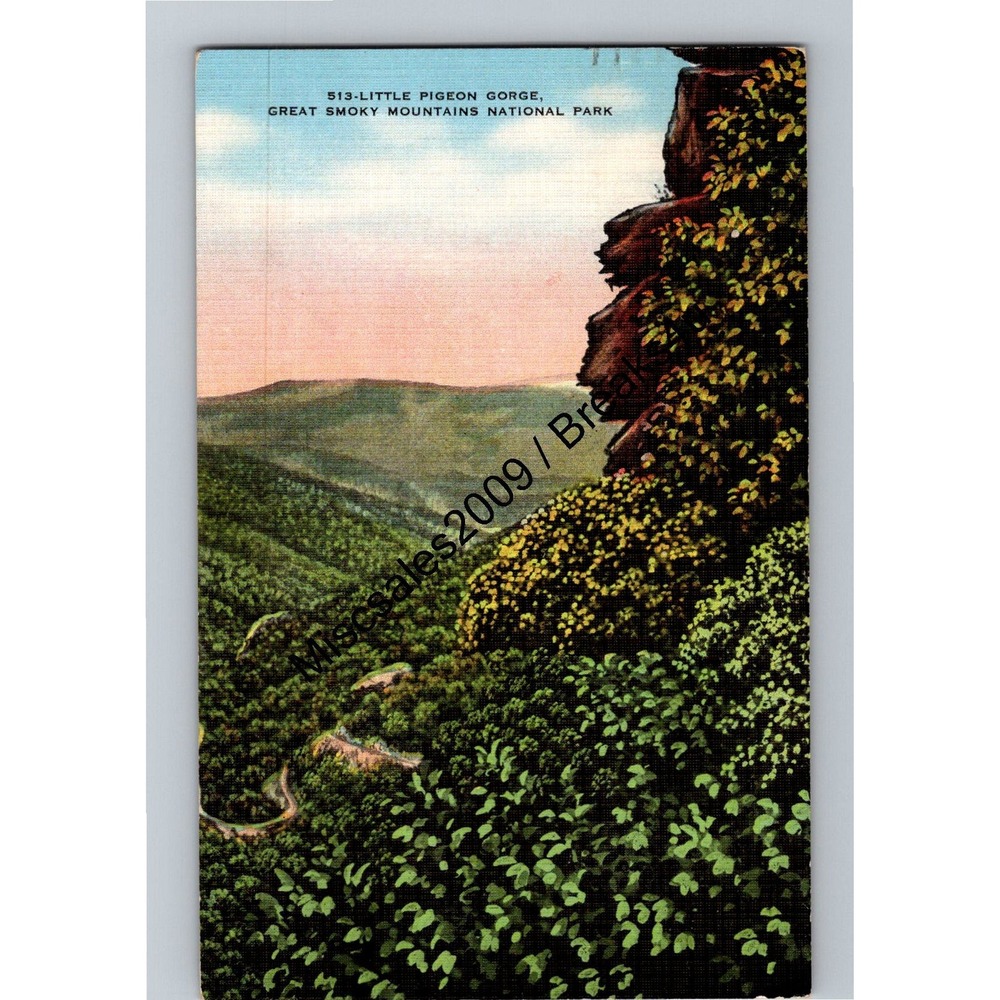 Antique Great Smoky Mountains National Park Linen Postcard w Stamp 1938 Postmark